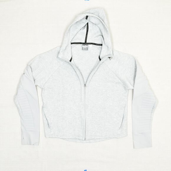 Puma Women's Full Zip Sweat Lounge Jacket Hooded Solid Cotton Gray Size M Active - Picture 2 of 8